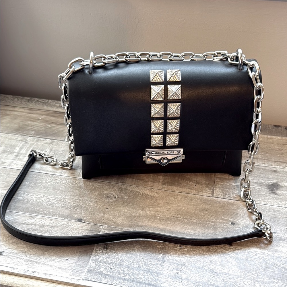 Michael Kors Black leather studded crossbody
